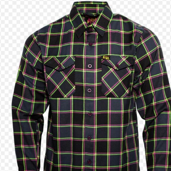 DIXXON Flannel Co Punk Rock Museum Collab Men's Button Down Plaid NEW 2X - Picture 2 of 9